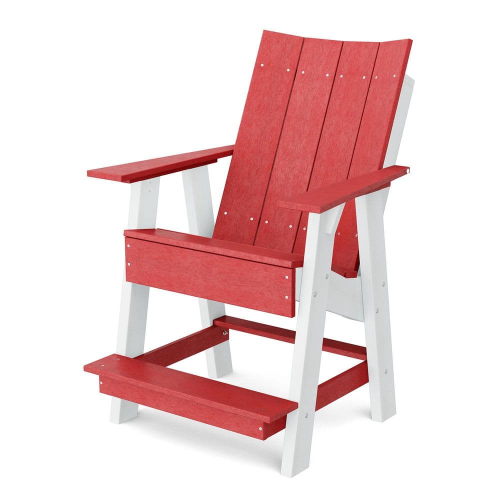 Contemporary Cardinal Red and White Plastic Outdoor High Adirondack Chair price history on PriceWatchPro