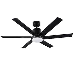 52 in. LED Black Ceiling Fan with Light and Remote Control