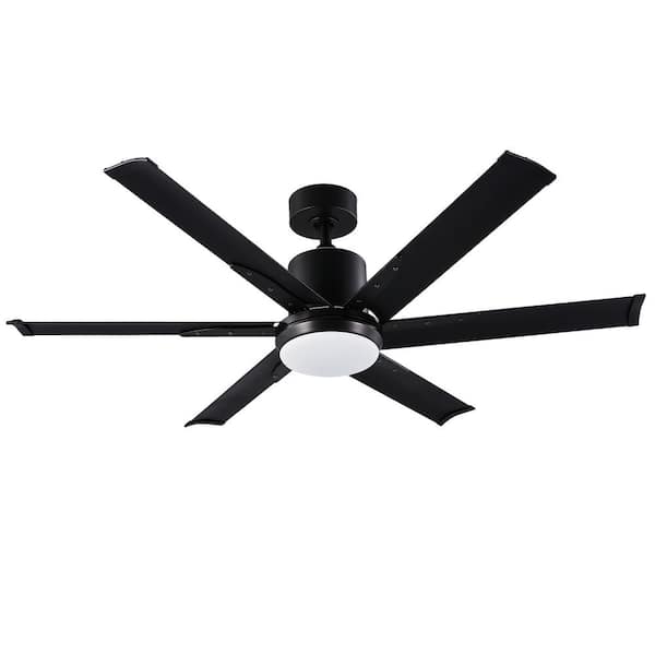 Merra 52 in. LED Black Ceiling Fan with Light and Remote Control