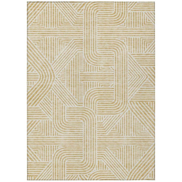 Chantille Machine Washable Indoor/Outdoor Abstract ACN917 Gold 2 ft. 6 in. x 3 ft. 10 in. Area Rug