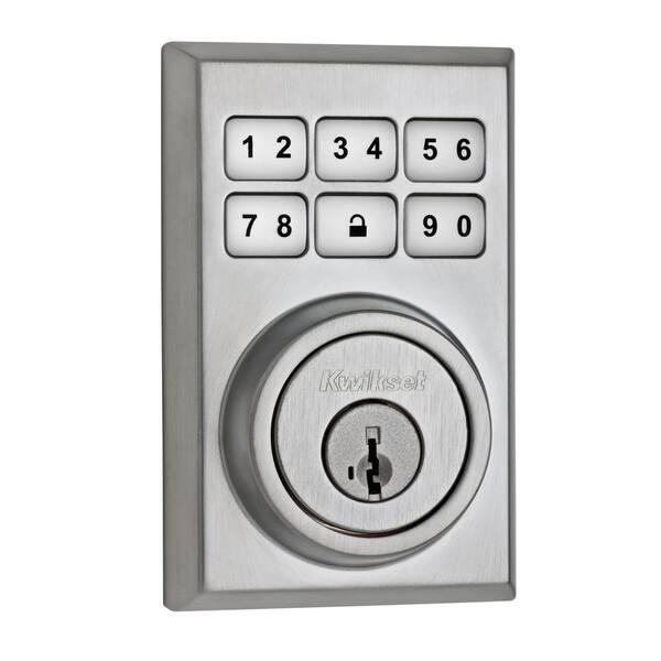 Kwikset SmartCode Contemporary Single Cylinder Satin Chrome Electronic Deadbolt Featuring SmartKey Security