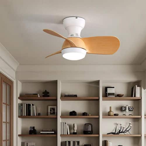 23 in. Integrated LED Indoor White Mini Ceiling Fan With Light Kit and Remote Control Ceiling Fans With Lights