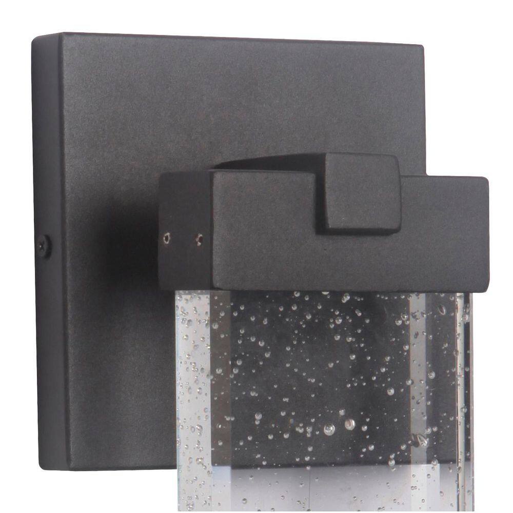 Aria 15" Textured Matte Black LED Wall Sconce with Glass Panel