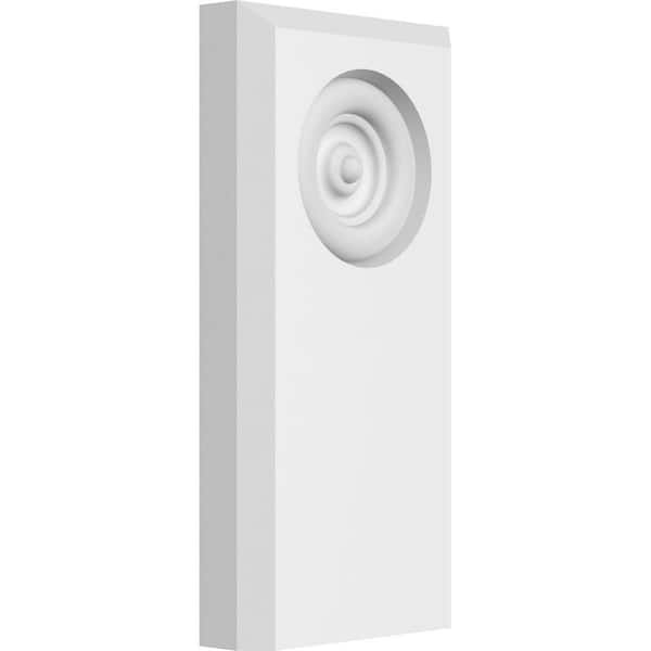 Ekena Millwork 3/4 in. x 3 in. x 6 in. PVC Standard Foster Bullseye Plinth Block Moulding with Beveled Edge