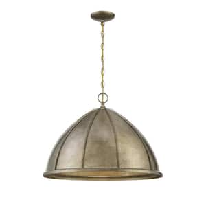 Laramie 23 in. W x 16 in. H 3-Light Chelsea Gold Shaded Pendant Light with Metal Dome Shade