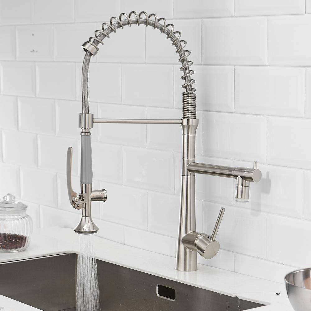 Brushed Nickel Semi-Professional Single Handle Kitchen Faucet with Pull-out Spray
