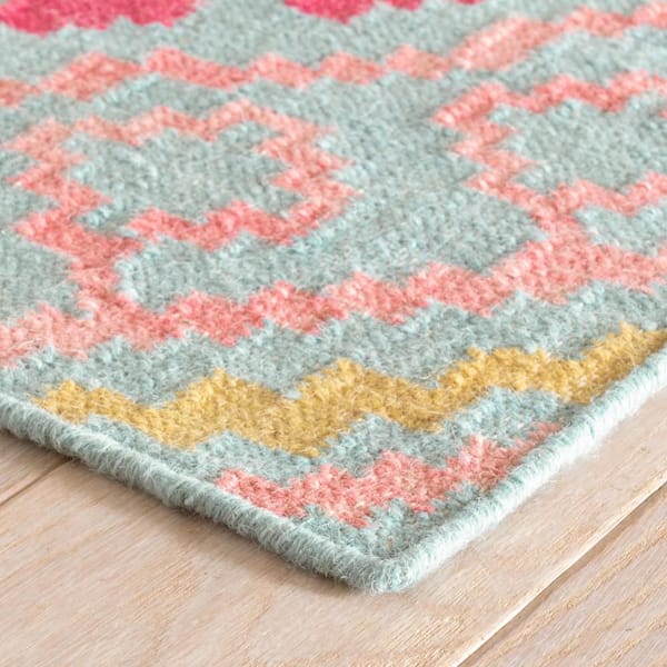 3 ft. x 8 ft. Multi Jelly Roll Handwoven Wool Indoor Runner Rug