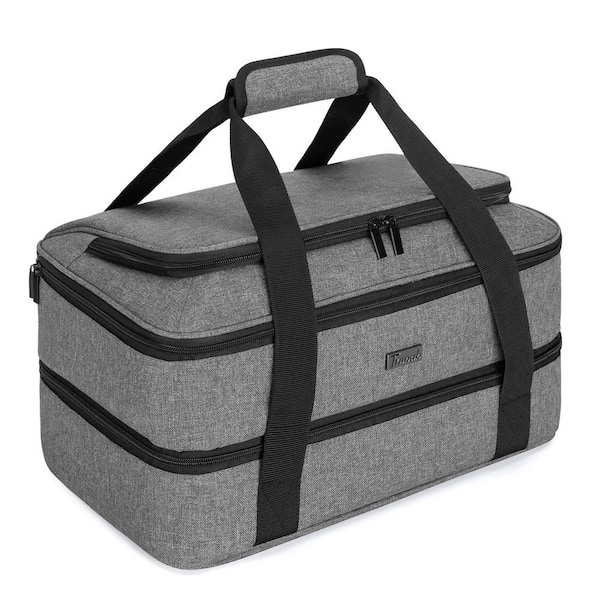 1-Piece 11 in. x 16.1 in. Gray Casserole Bakeware Carrier Set, Insulated Casserole Dish Carrier Thermal Tote Bag