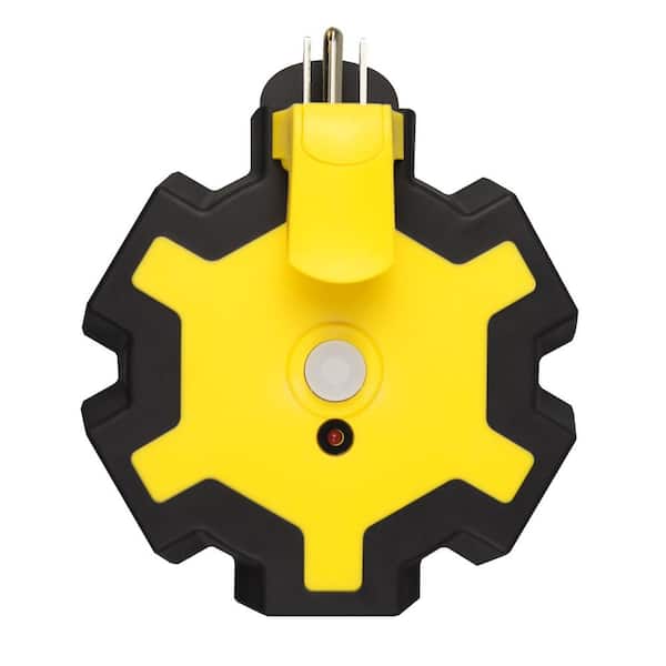5-Outlet Outdoor Heavy-Duty Extension Cord Adapter Converter with 2-Cord Locks