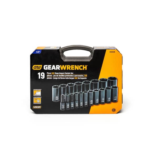 GEARWRENCH 1/2 in. Drive 6-Point SAE Deep Impact Socket Set (19