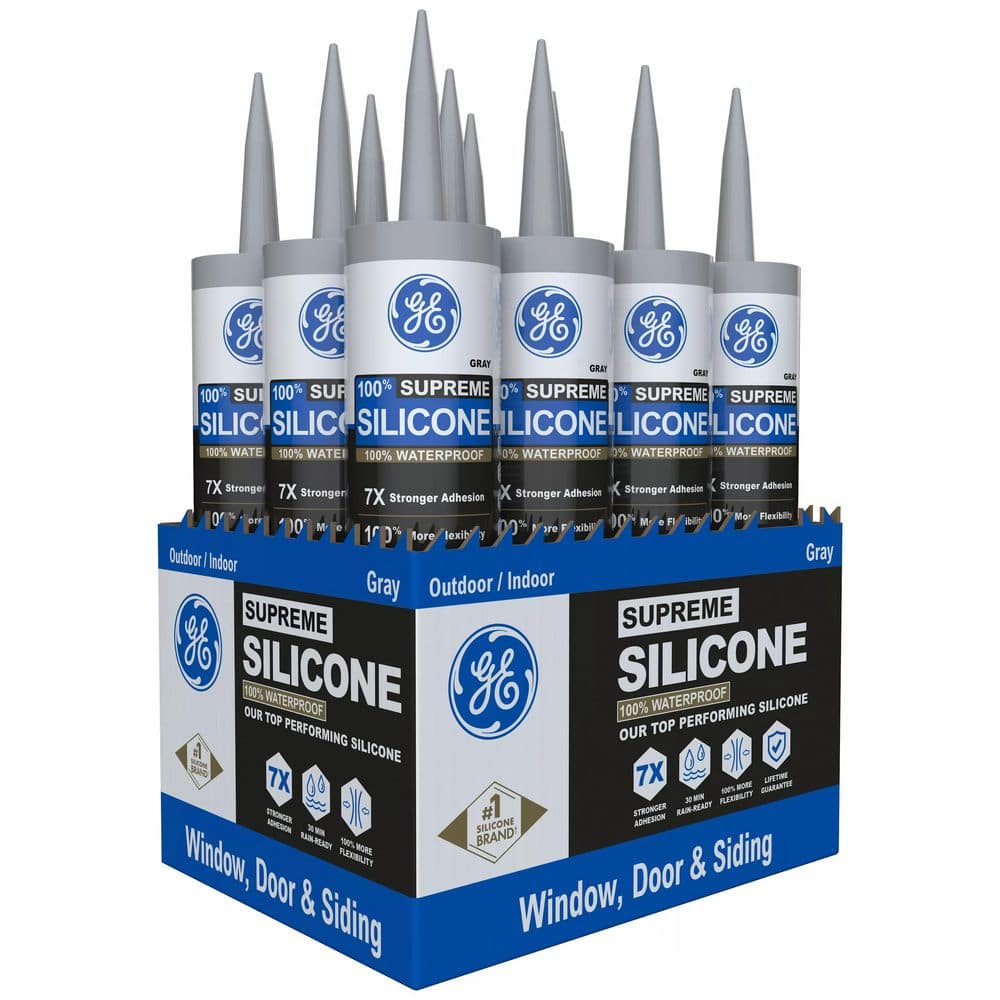 GE Supreme Silicone 2 10.1 oz. Window and Door Light Gray