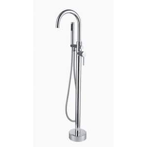 Single Handle Freestanding Tub Faucet with Handheld Shower in Gorgeous High Arch Chrome