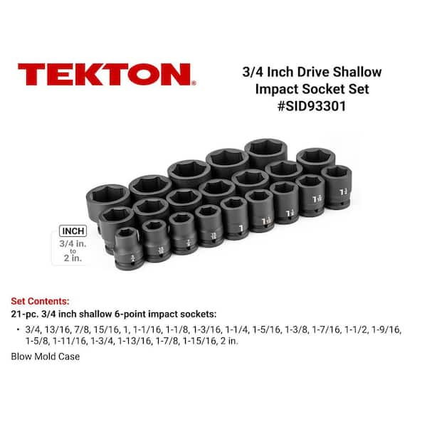 3/4 in. Drive 6-Point Impact Socket Set with Case, 21-Piece (3/4-2 in. )