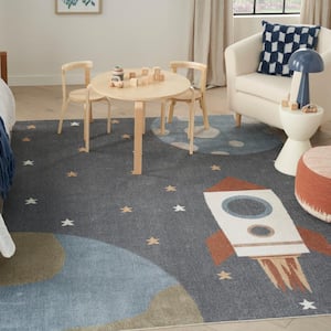 Astra Machine Washable Sky Blue 9 ft. x 12 ft. Graphic Contemporary Area Rug