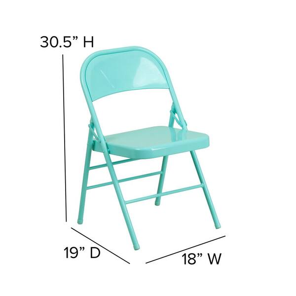 Carnegy Avenue Tantalizing Teal Metal Folding Chair (4-Pack) CGA