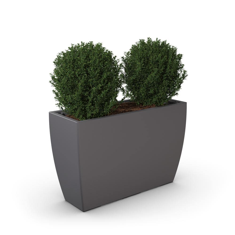 Graphite Grey Contemporary 36" Trough Resin Planter with Self-Watering Feature