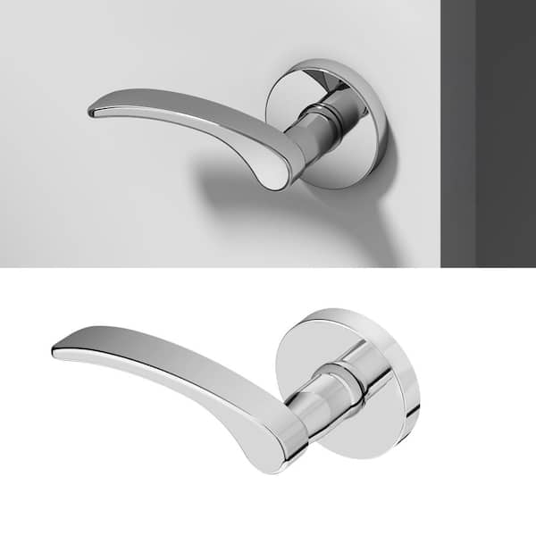 Okun Brook Metal Chrome Dummy Door Handle with Round Rosette 2