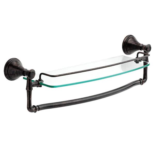 Cubilan 20.51 in. W x 6.04 in. D Decorative Wall Shelf, Black Glass Shelves for Bathroom