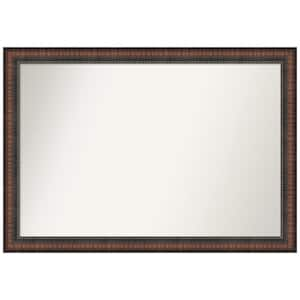 Caleb Brown 40 in. x 28 in. Non-Beveled Farmhouse Rectangle Framed Bathroom Wall Mirror in Brown