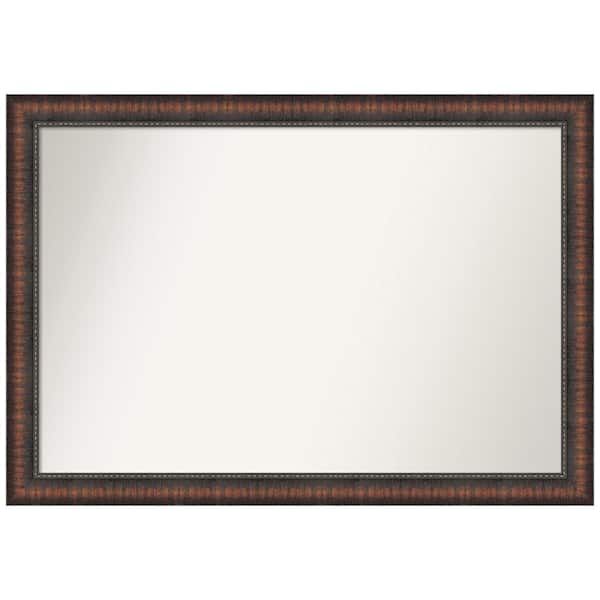 Amanti Art Caleb Brown 40 in. x 28 in. Non-Beveled Farmhouse Rectangle Framed Bathroom Wall Mirror in Brown