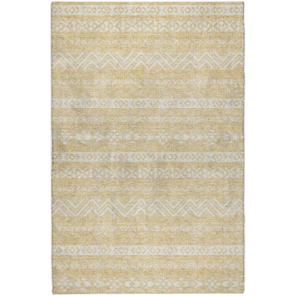 Dream Shag Premium Machine Washable Abstract ADS803 Gold 5 ft. x 7 ft. 6 in. Area Rug