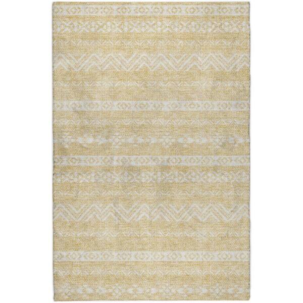 Dream Shag Premium Machine Washable Abstract ADS803 Gold 8 ft. x 10 ft. Area Rug