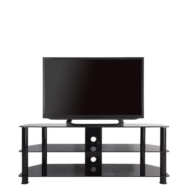 Black Gloss Glass TV Stand Unit Cabinet with Cable Management 50" LED CURVE LCD 