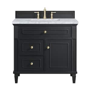 Lorelai 36.0 in. W x 23.5 in. D x 34.06 in. H Bathroom Vanity in Black Onyx with Carrara White Marble Top