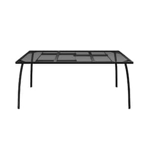 31.5 in. W x 65 in. L Black Rectangle Steel Mesh Patio Dining Table for Deck Lawn Garden