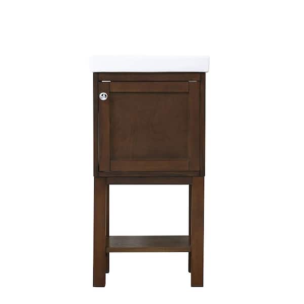 Unbranded Timeless Home 17.5 in. W x 13.63 in. D x 34.25 in. H Single Bathroom Vanity in Antique Coffee with White Ceramic Top