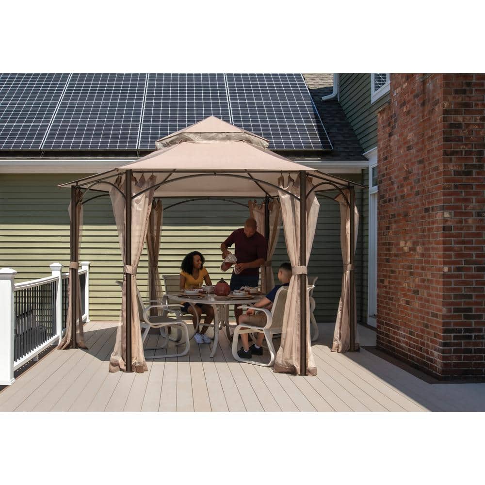 Magnolia 13 ft Brown Steel Frame Outdoor Gazebo