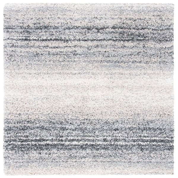 Fontana Shag 3 ft. x 3 ft. Ivory/Gray Gradient Square Area Rug