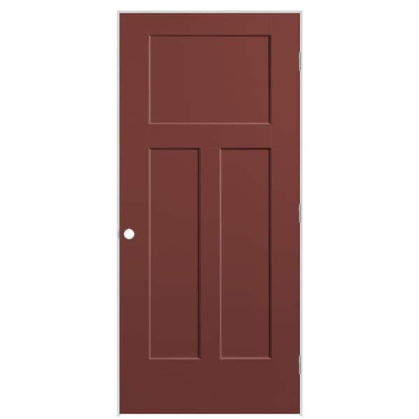 Masonite 36 in. x 80 in. 3-Panel Winslow Left-Hand Solid Core Red Bluff Molded Composite Single Prehung Interior Door