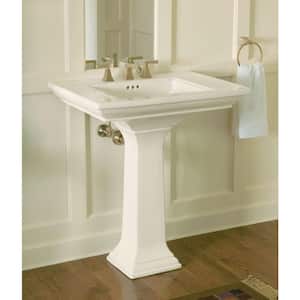 Memoirs Ceramic Pedestal Combo Bathroom Sink with Stately Design in Biscuit with Overflow Drain