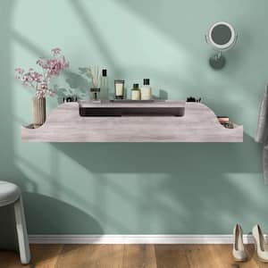 Islet Coastal White Wall Mounted Particle Board MakeUp Vanity with Flip-Top Mirror 47.24 in.