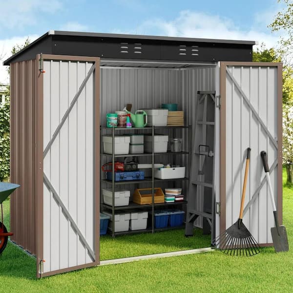 Lofka 6 ft. W x 4 ft. D Outdoor Storage Metal Shed with Double