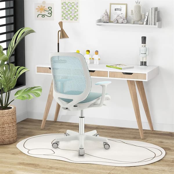 Blue Kids Desk Chair Ergonomic Children Study Chair with Breathable Mesh Back Armrests and Waterfall Edged Seat