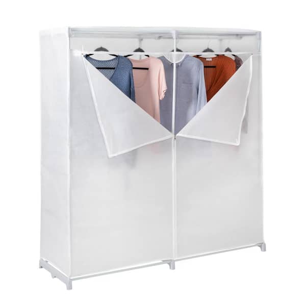 Honey-Can-Do 60 in. H x 20 in. W x 64 in. D White Freestanding Portable ...