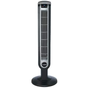 36 in. 3 Speed Black Oscillating Tower Fan with Internal Ionizer, Electronic Timer and Remote Control