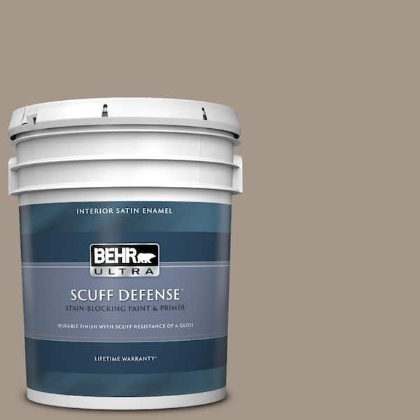 BEHR ULTRA 5 gal. #PPU5-07 Studio Taupe Extra Durable Satin Enamel Interior Paint & Primer
