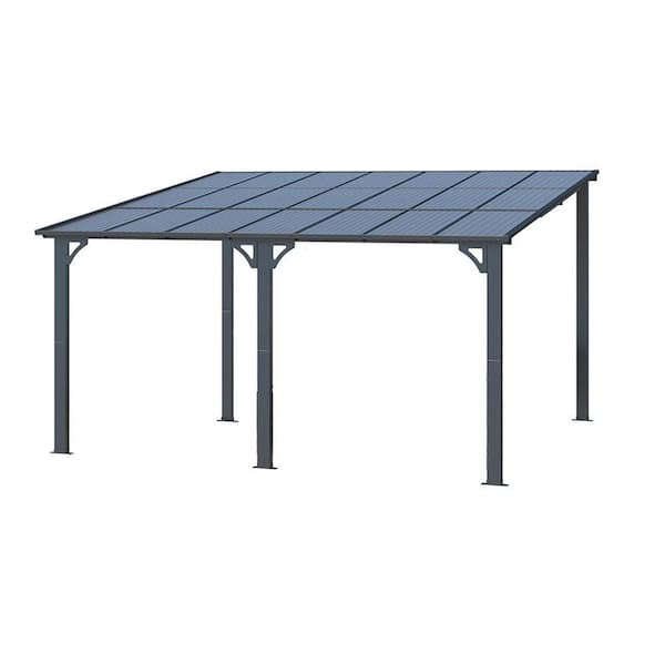 12 ft. x 14 ft. Black Rectangle Gazebo with Hardtop Aluminum Roof