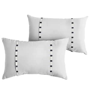 Sunbrella Ivory/Blue White Stripes Rectangular Outdoor Knife Edge Lumbar Pillows (2-Pack)