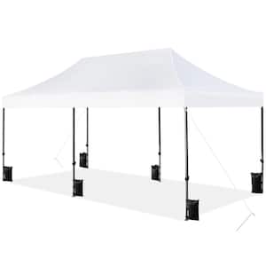 10 ft. × 20 ft. Outdoor Adjustable Pop Up Canopy Tent with Wheeled Carry Bag , White
