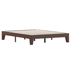 Brown Wood Frame Queen Platform Bed