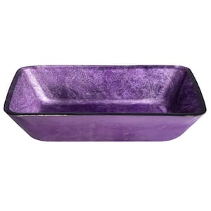 Purple Foil Glass Rectangular Vessel Sink
