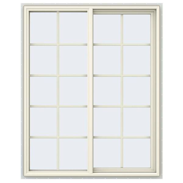 JELD-WEN 47.5 in. x 59.5 in. V-4500 Series Cream Painted Vinyl Right-Handed Sliding Window with Colonial Grids/Grilles