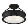 Home Decorators Collection Grafton 15 in. 3-Light Coal Semi-Flush Mount Ceiling Light 25955