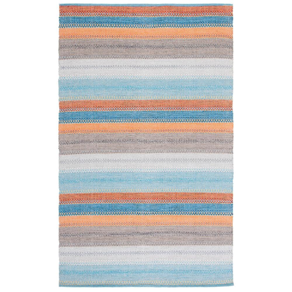 Coastal Charm Gray Stripe Handwoven Cotton Area Rug 8' x 10'