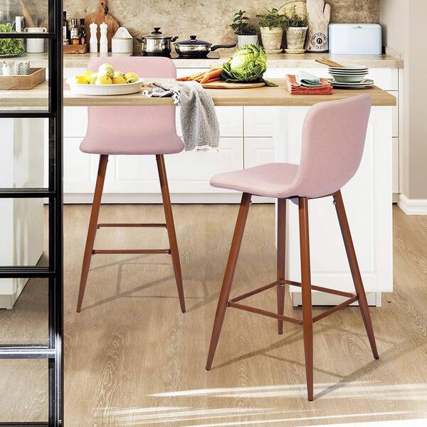 pink fabric bar stools