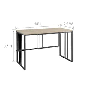 Collapsible Slatted Mission 48 in. W Rectangular White Oak and Gunmetal Writing Desk